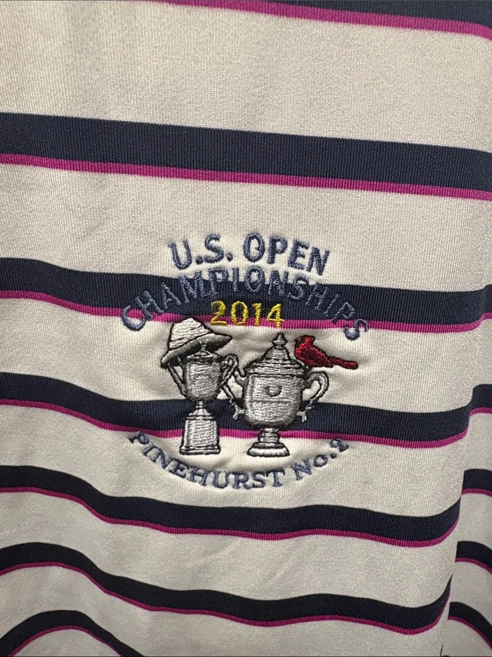 U.S. Open Striped Polo Shirt - Navy & White